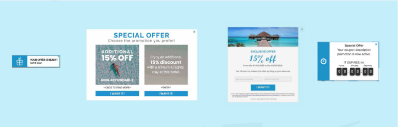 Customer Journey Multioffer Customer Journey multioffer product consisting of a notification, multioffer, popup and countdown clock